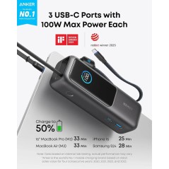 Anker Powerbank 25000mAh 165W - Powerful Portable Charger, Ultimate Backup for Your Devices!